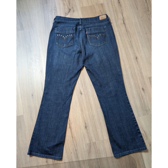 Levi’s Women's 515 Bootcut Jeans Size 10 Mid Rise Metal Studs Blue Dark Wash - Picture 3 of 9